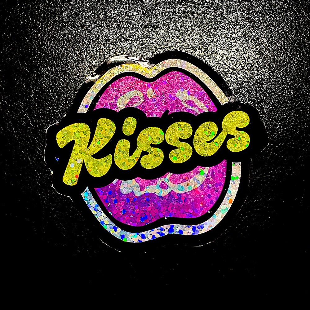 Kisses Glitter Sticker 2-3 inches big